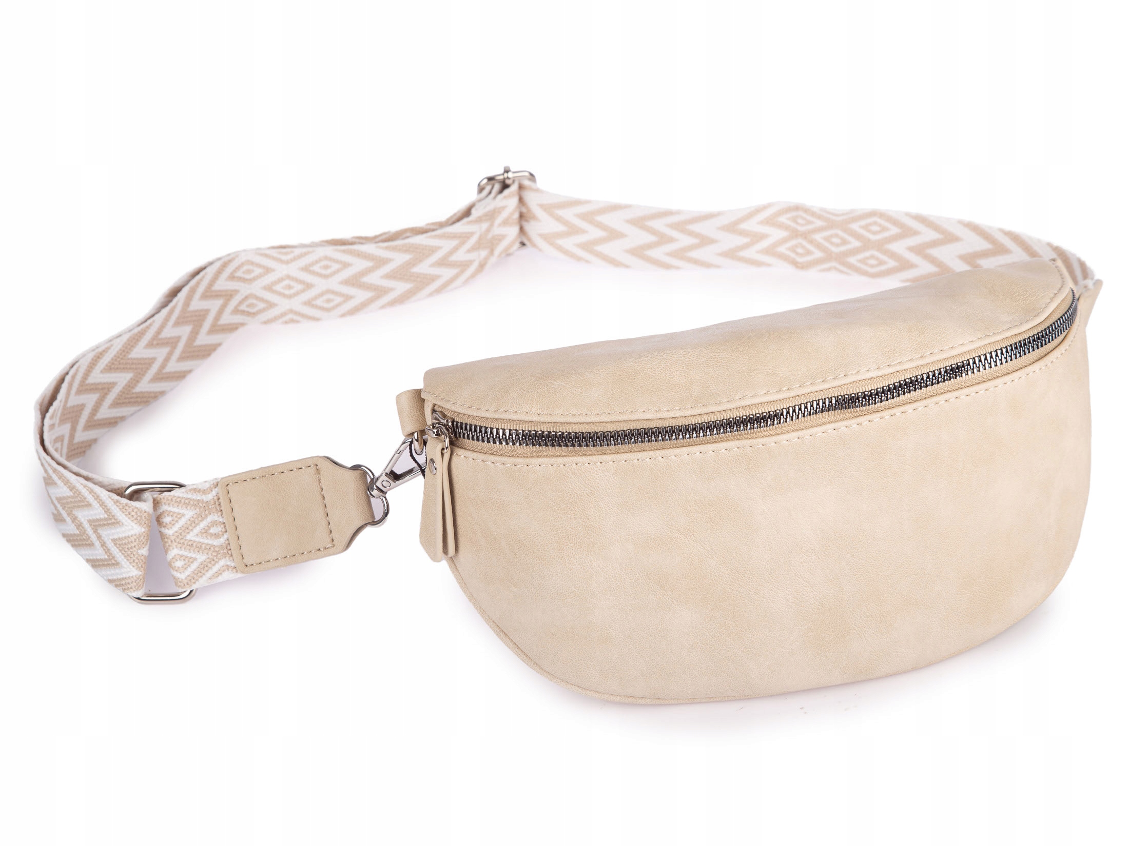 Saszetka biodrowa nerka na ramię damska skóra ekologiczna beżowa