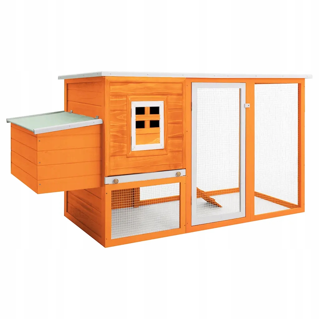 Dřevěná klec pro kuřata se zelenou střechou 192 x 75 x 103 cm