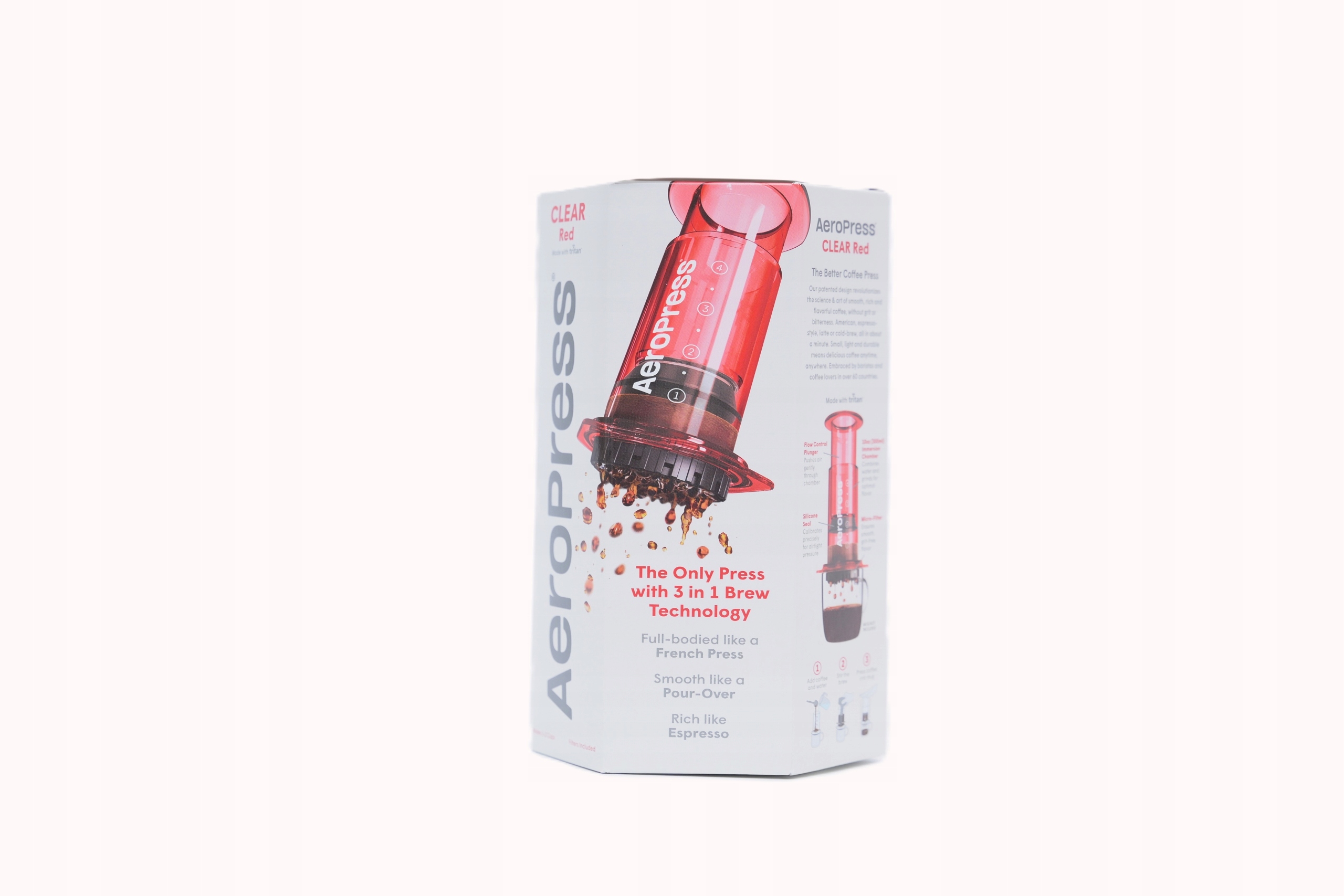 Kávovar AeroPress Clear Red 250 ml červený