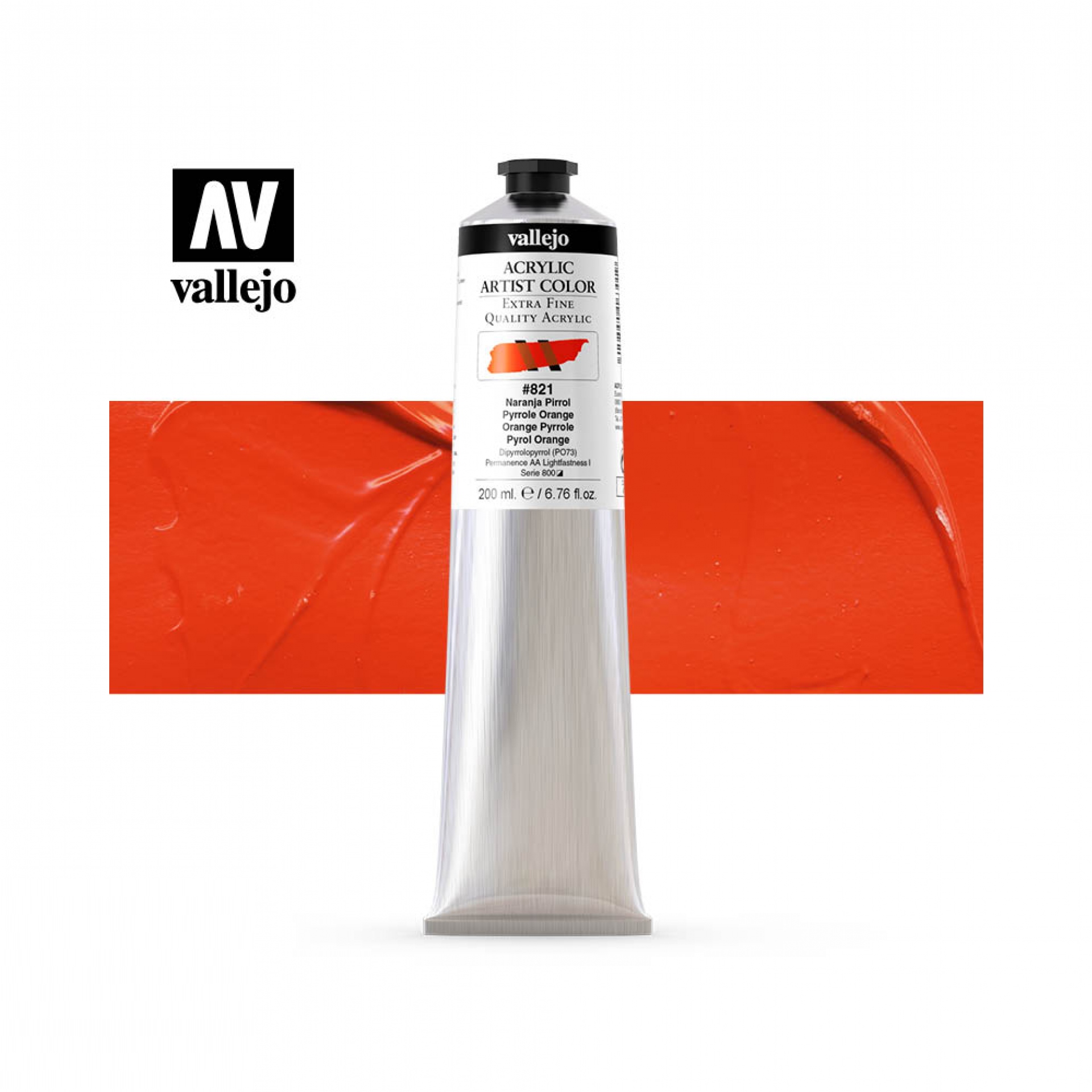 Barva akrylová Vallejo 200 Ml 821 pyrrole orange