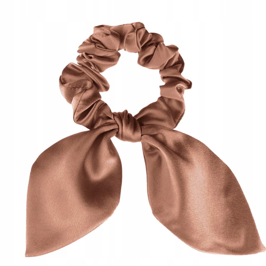 Gumka do włosów z jedwabiu z uszkami- kawa