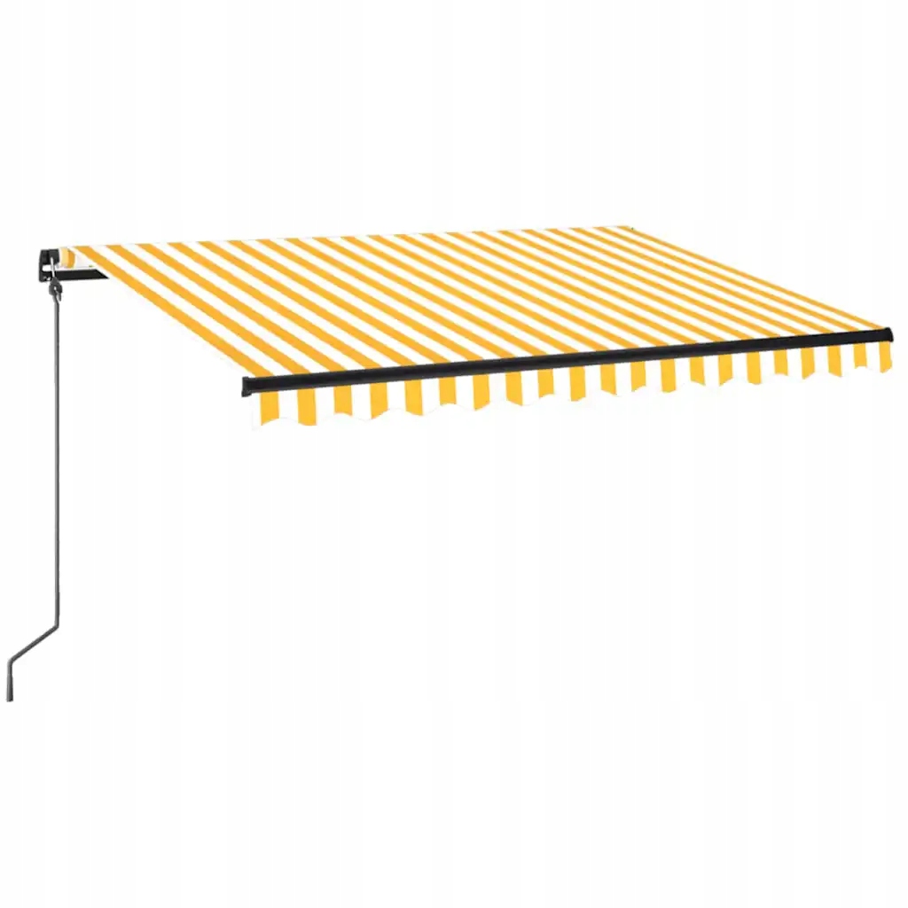 Venkovní výsuvná markýza s Led osvětlením, žluto-bílá, 350x250 cm