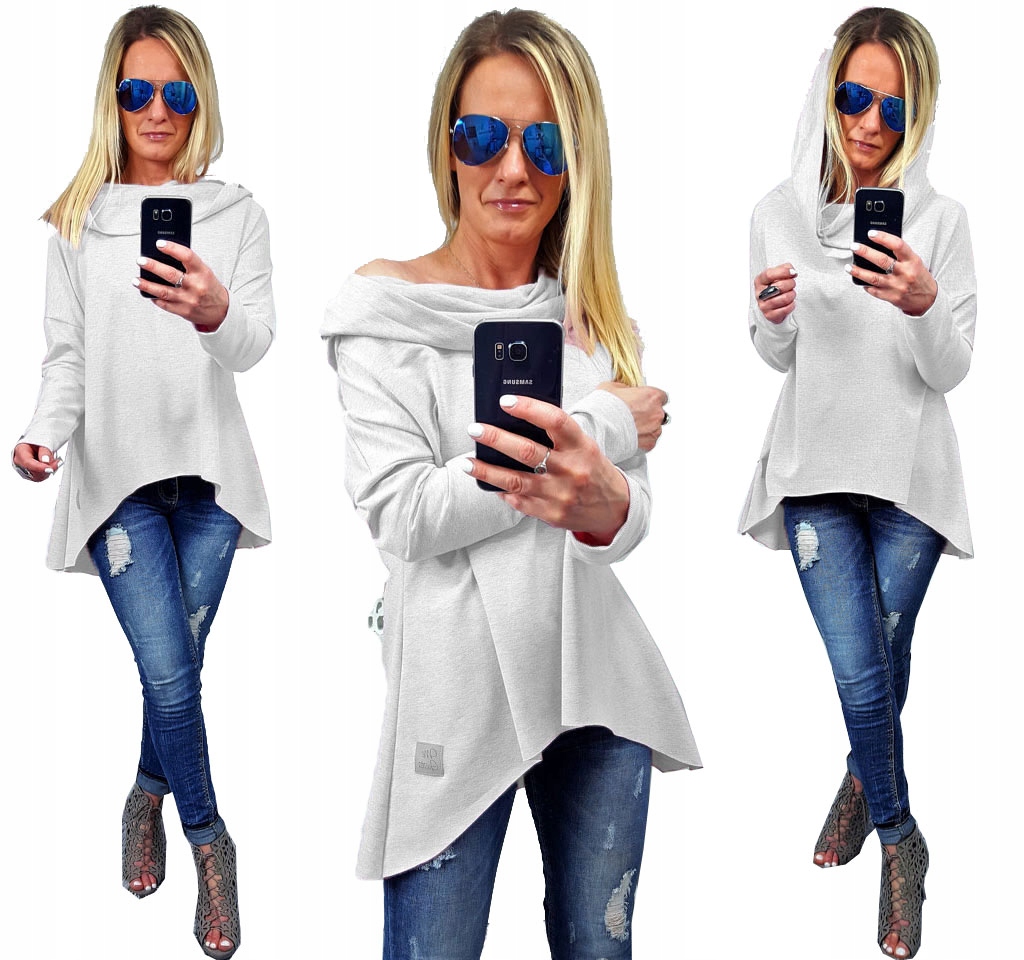 

Asymetryczna Tunika Bluza Sukienka Komin Kaptur XL