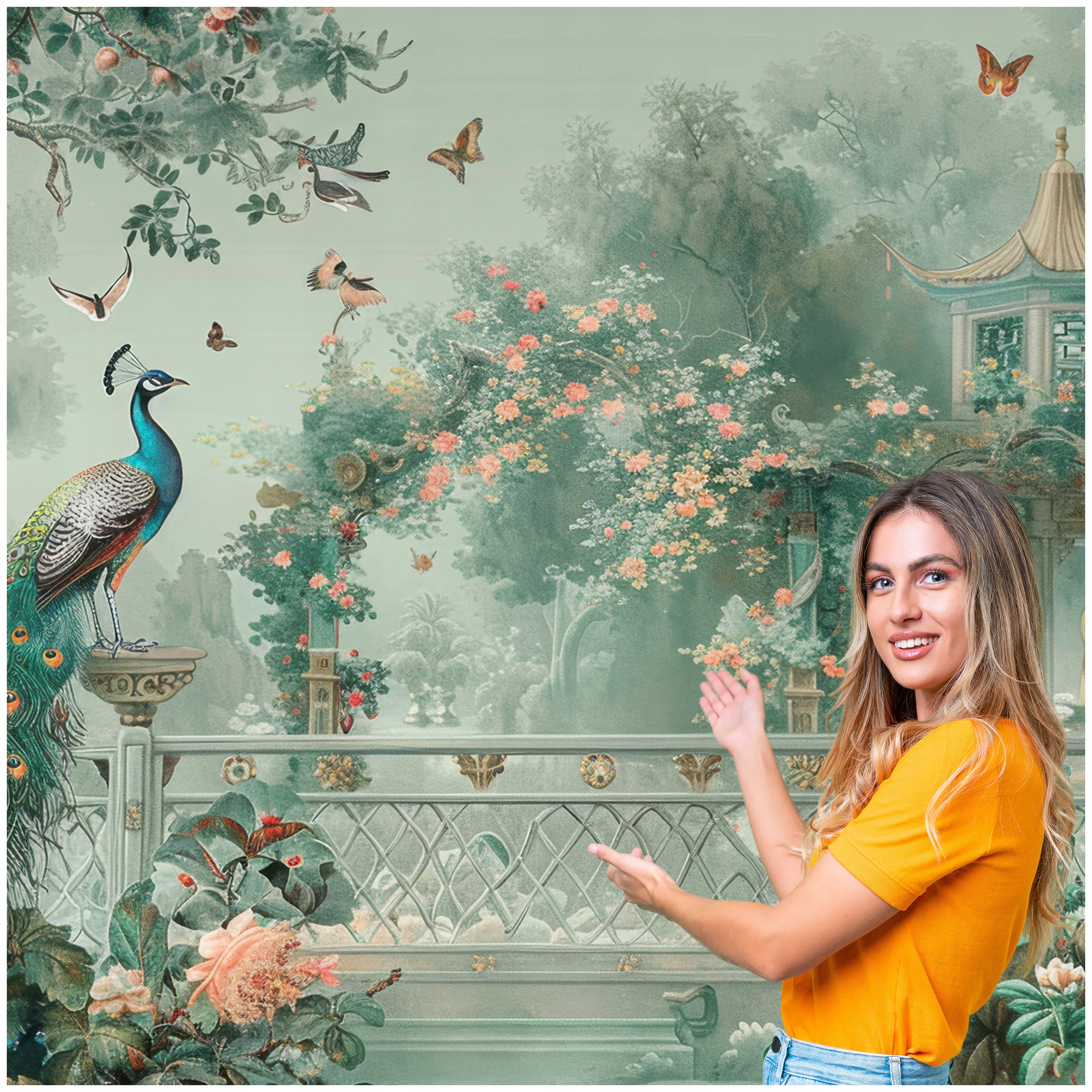 Fototapeta 3D Zvířata Ptáci Krajina Páv 588x280 PTK09F