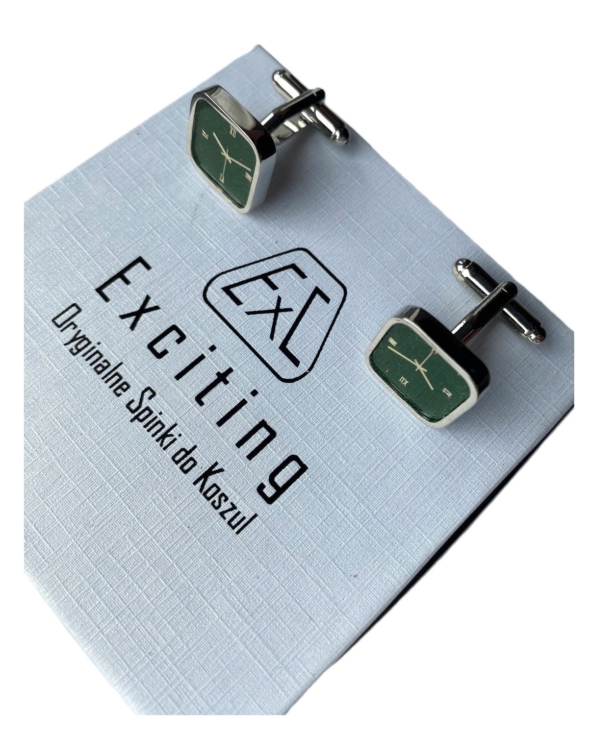 Stříbrné pánské čtvercové manžetové knoflíčky Hodinky Steampunk Pouzdro