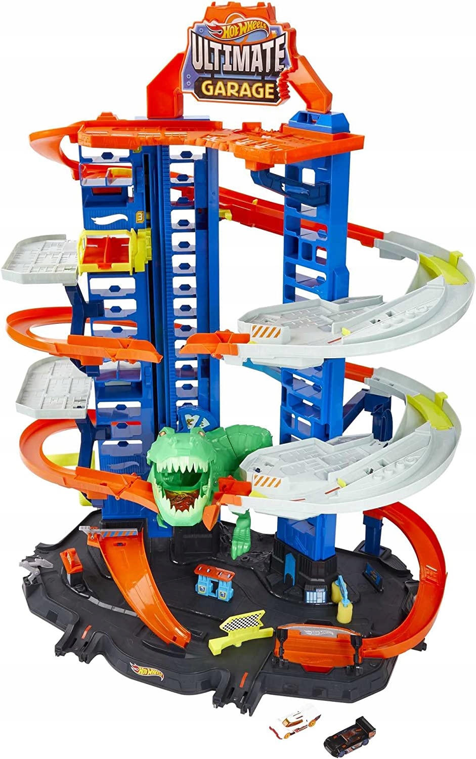 Hot Wheels Mattel Duży Garaż Z Windą T-rex +2 Auta