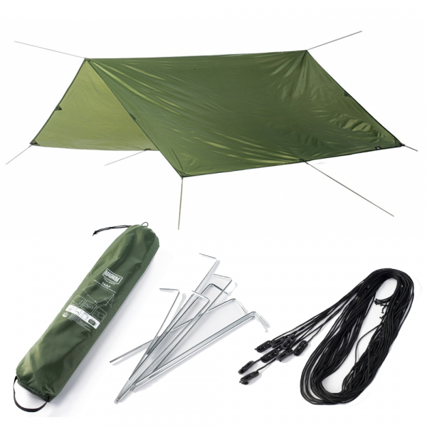 Trekking Tarp Magnum Tellado Brown Green, plachta kolíky, lana