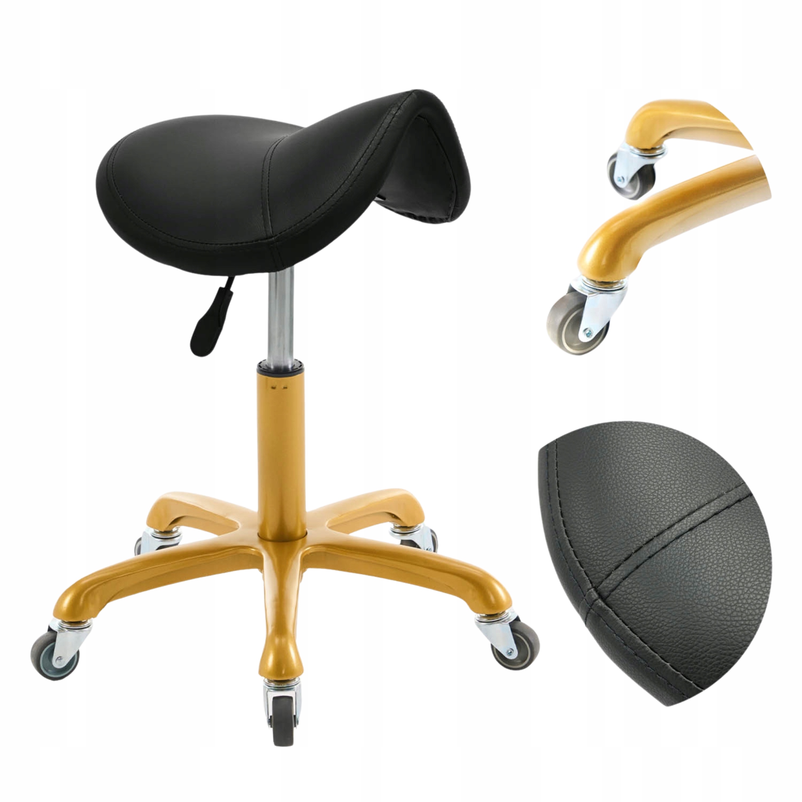 Taboret Kosmetyczny Siodło Medyczny Krzesło Hoker Czarny Stołek Mobilny