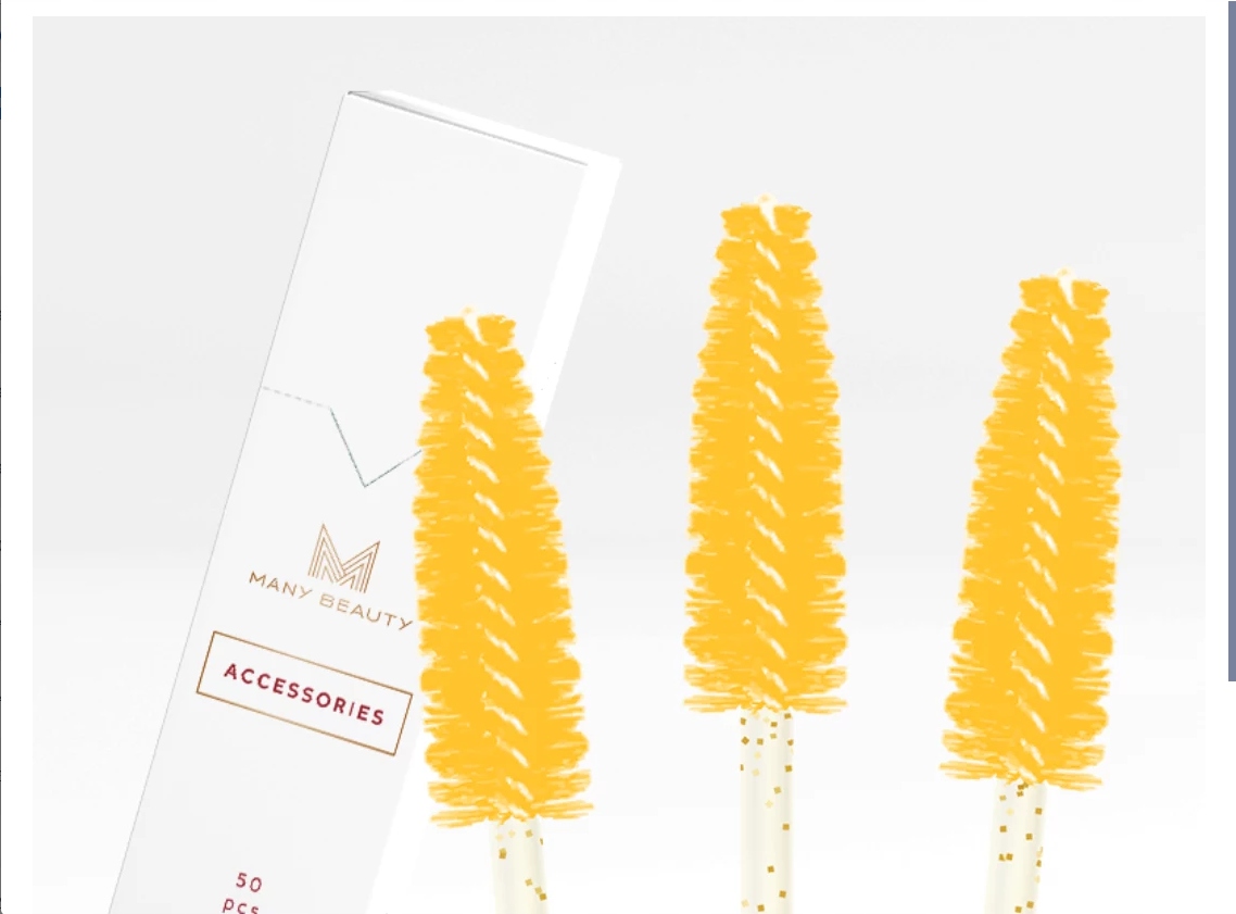 Jednorazowe szczoteczki do rzęs 50szt BROKAT ZŁOTY