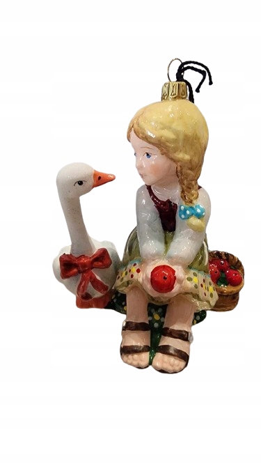 Vianočná Guľa Sklenené Dievčatko S Gąskou A Košíkom Komozia