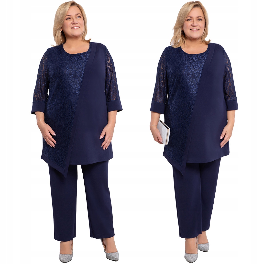Tmavě modrý komplet s krajkou plus size, velikost 56