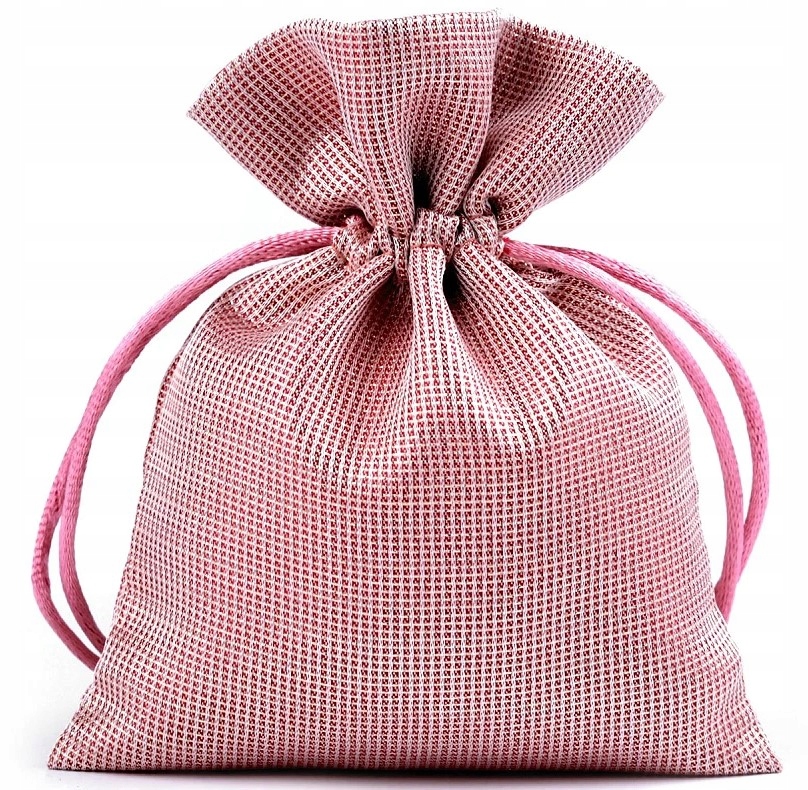 Woreczek podarunkowy satynowy 10 x 13 cm ozdobny na prezenty różowy