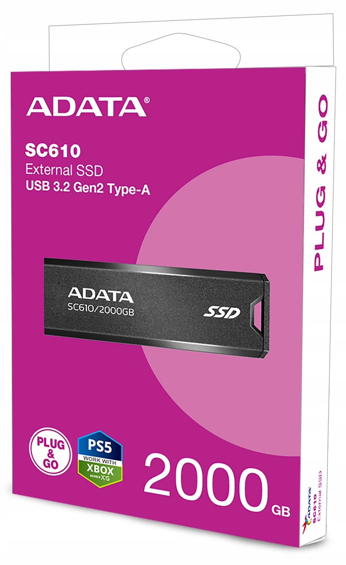 Externí Ssd disk 2TB Adata SC610 2000GB Usb 3.2 Černý