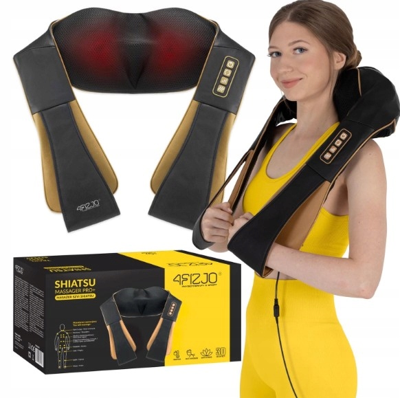Masażer Do Szyi Karku Pleców Ciała Pas Masujący Shiatsu Pro 4FIZJO Złoty