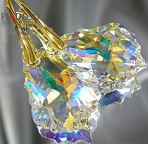 Krásné krystaly Náušnice Zlaté Stříbro 22 mm