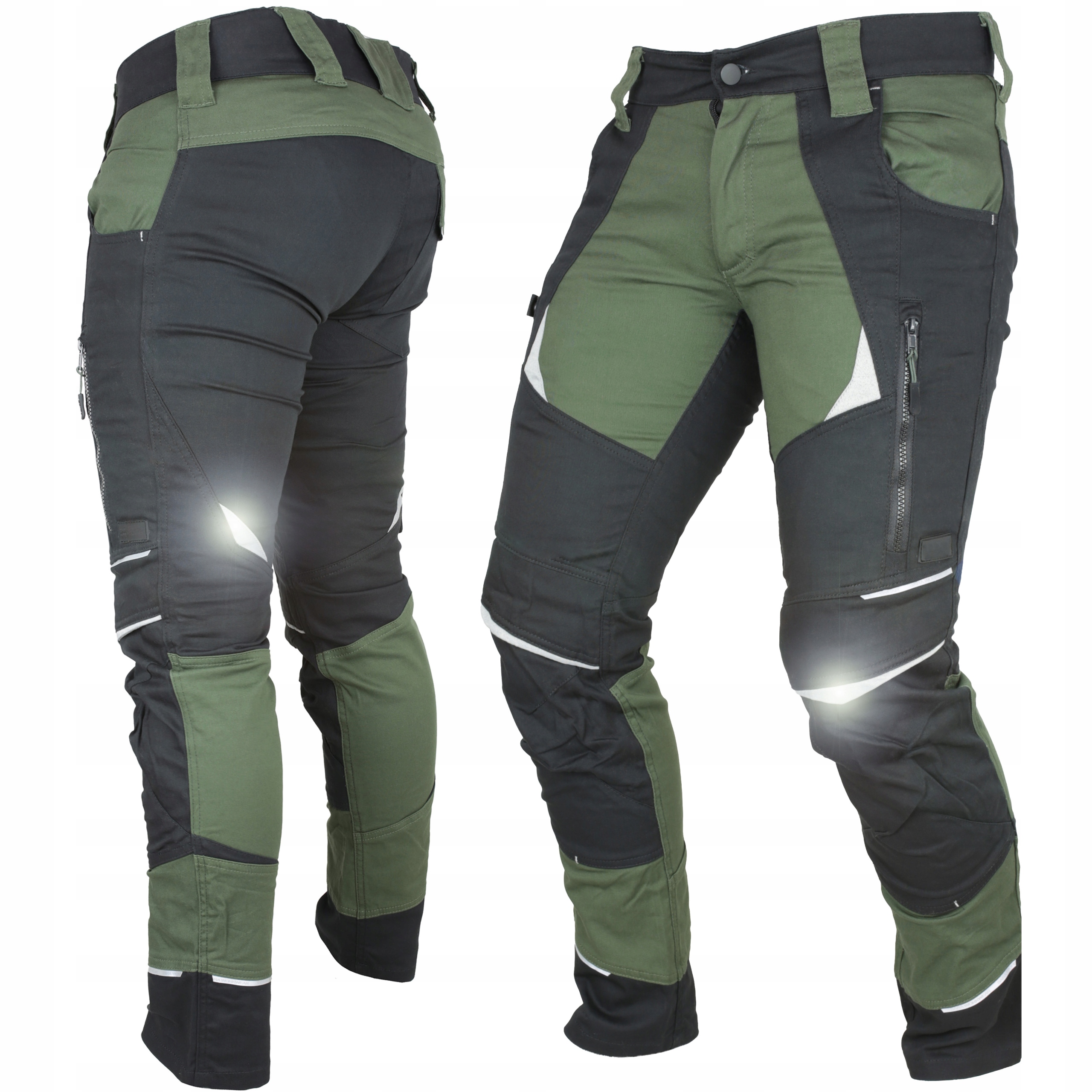 Spodnie robocze męskie Bawełniane Elastyczne Stretch dużo kieszeni Mocne