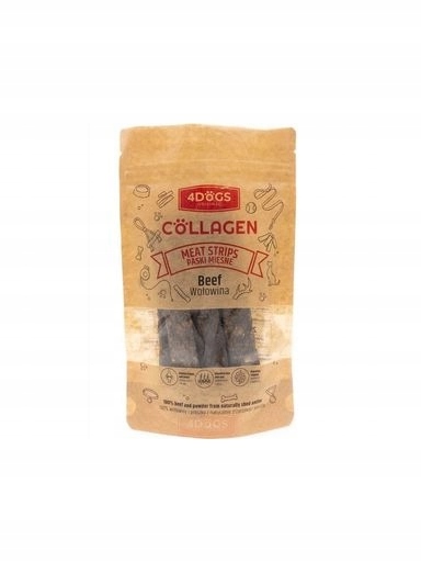 4x 4DOGS Collagen Masové proužky s hovězím masem a práškem z paroží 100 g
