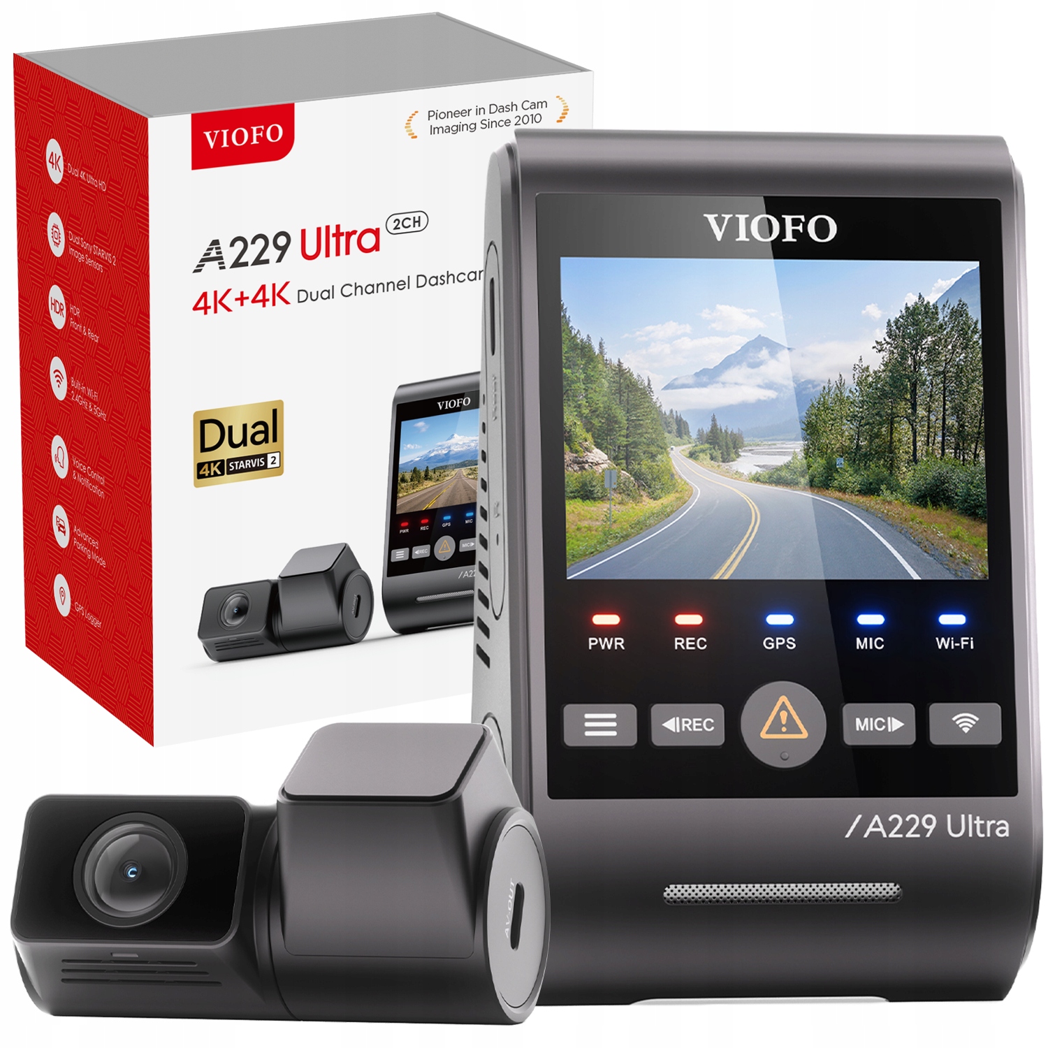 KAMERA SAMOCHODOWA VIOFO A229 ULTRA 2CH 4K+4K HDR GPS WIFI SONY STARVIS 2
