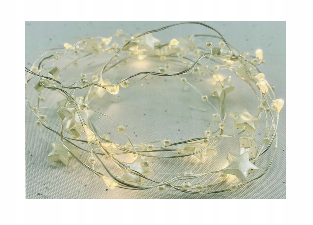 

Gwiazdki Perełki 20 Led Ozdoba Stroik B. Ciepły