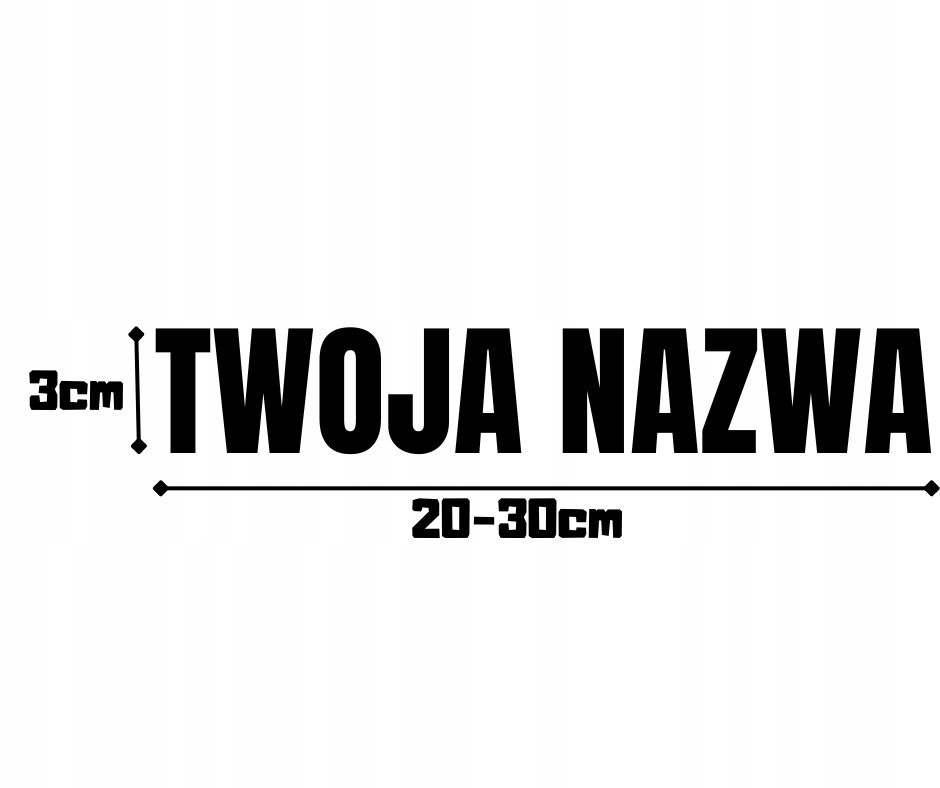 Naklejka Bez Tła Na Auto Szybę Witrynę Twoja Nazwa Napis Tekst 3x20-30cm