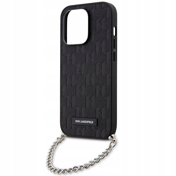 Karl Lagerfeld Saffiano Monogram Chain Pouzdro pro iPhone 14 (Černý)