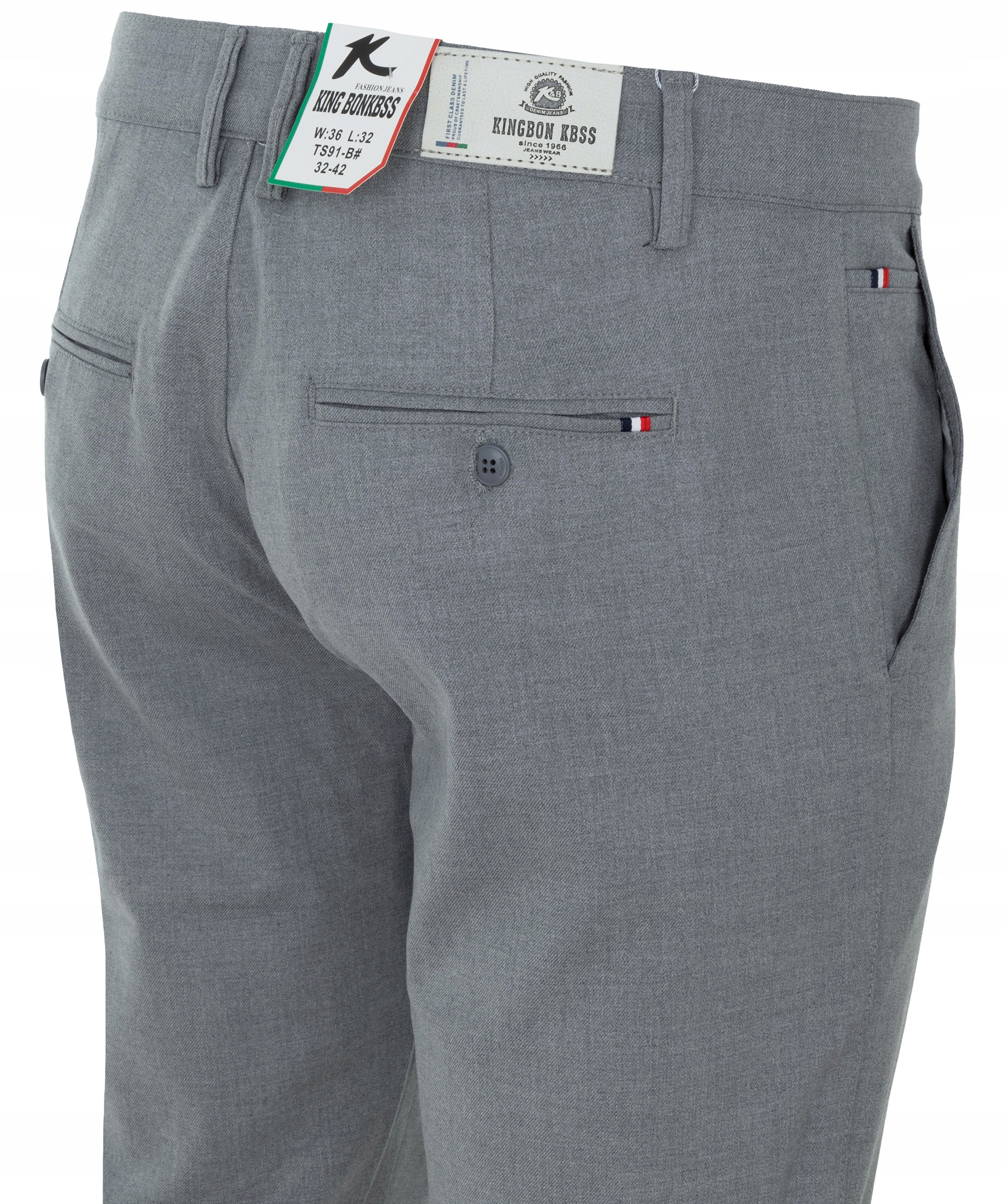 SPODNIE MATERIAŁOWE ELEGANCKIE JASNO-SZARE GŁADKIE W39 Fason proste