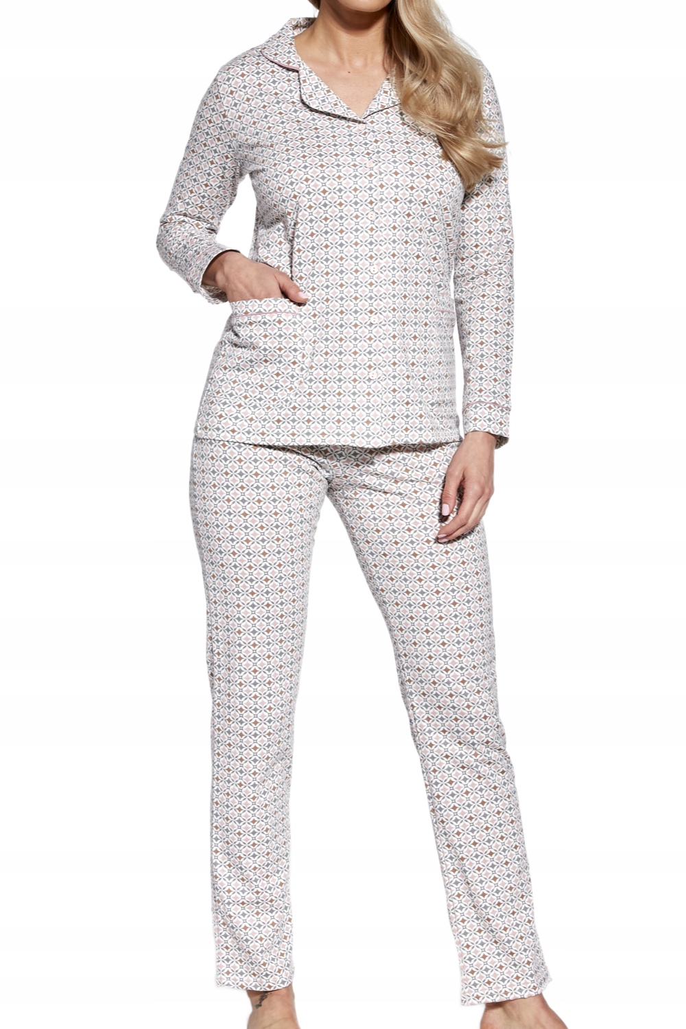 Dámské rozepínací pyžamo Cornette 482/364 Ella béžová [Velikost 2XL]