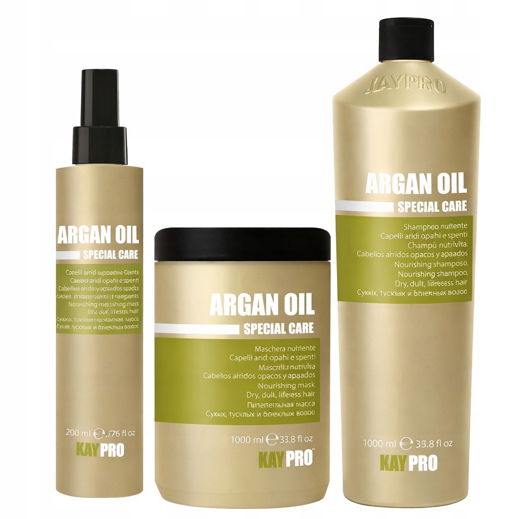 Zestaw do włosów suchych: szampon, maska i odżywka KayPro Argan Oil Special