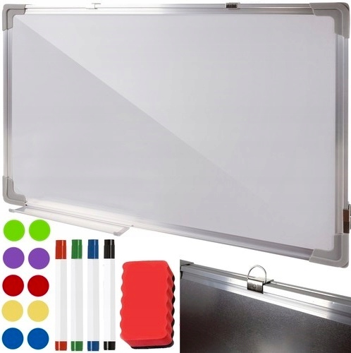TABLICA BIAŁA SUCHOŚCIERALNA MAGNETYCZNA 60x40 MARKERY GĄBKA MAGNESY ZESTAW