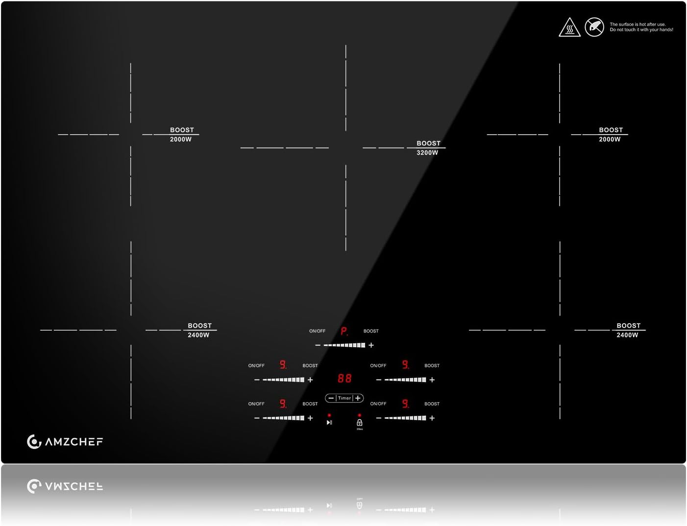 Amzchef Płyta indukcyjna do zabudowy 9500W FS-I95S-GFFDD01