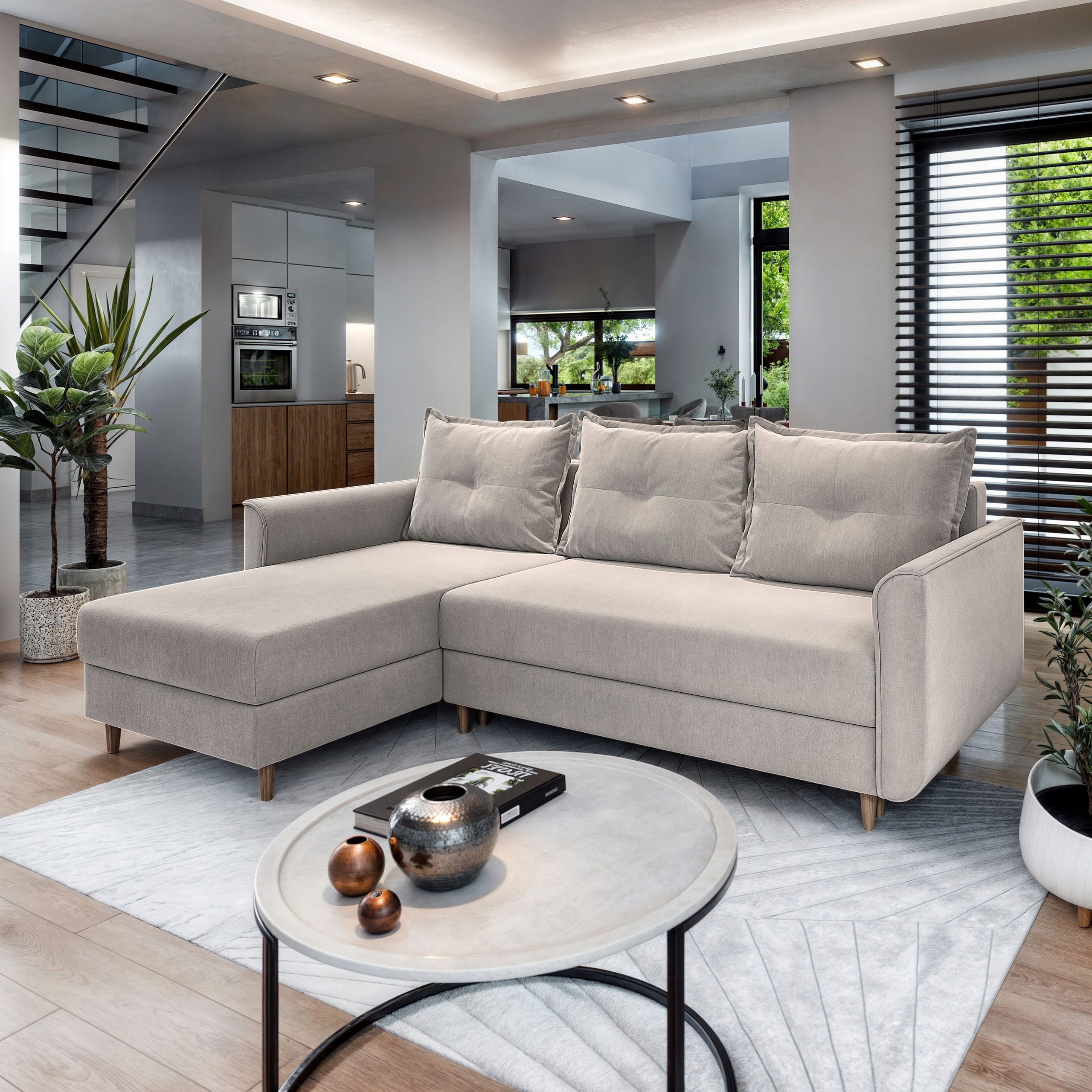 Rohová Sedačka Pisan S Funkcí Spaní rozkládací Výběr Strany zásobník na povlečení