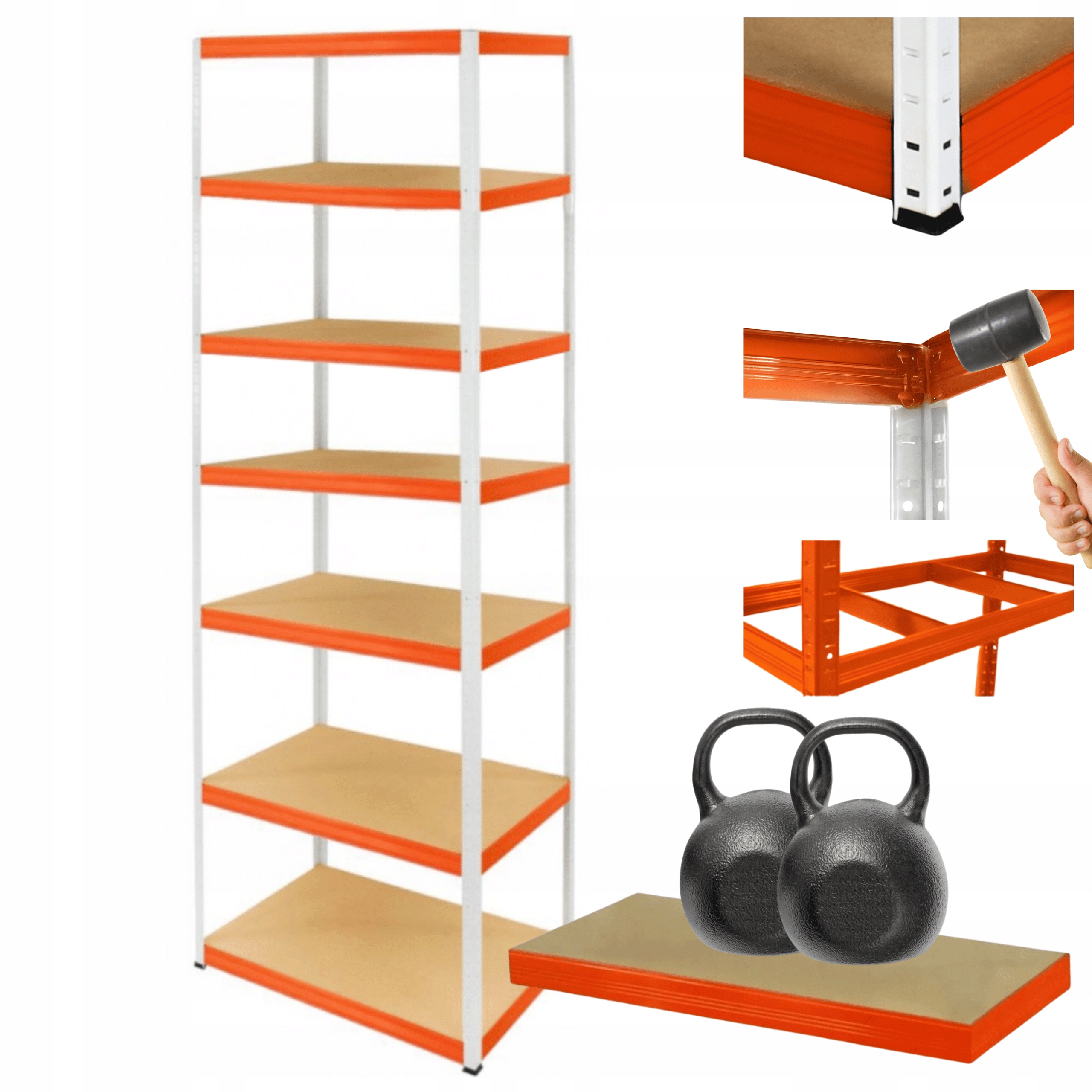 Kovový skladový regál Helios 270x120x45 cm 7Px275 kg Pevný Vysoký