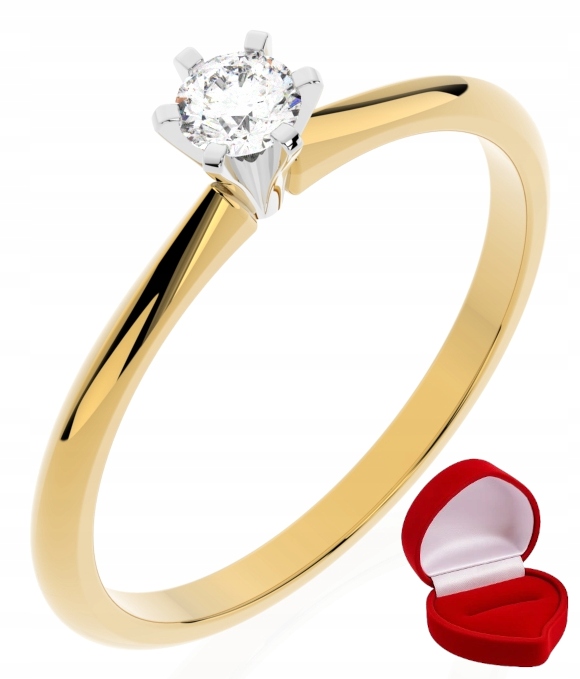 Zlatý Prstýnek 585 14k Diamant Lab Brylant 0,14 ct R20