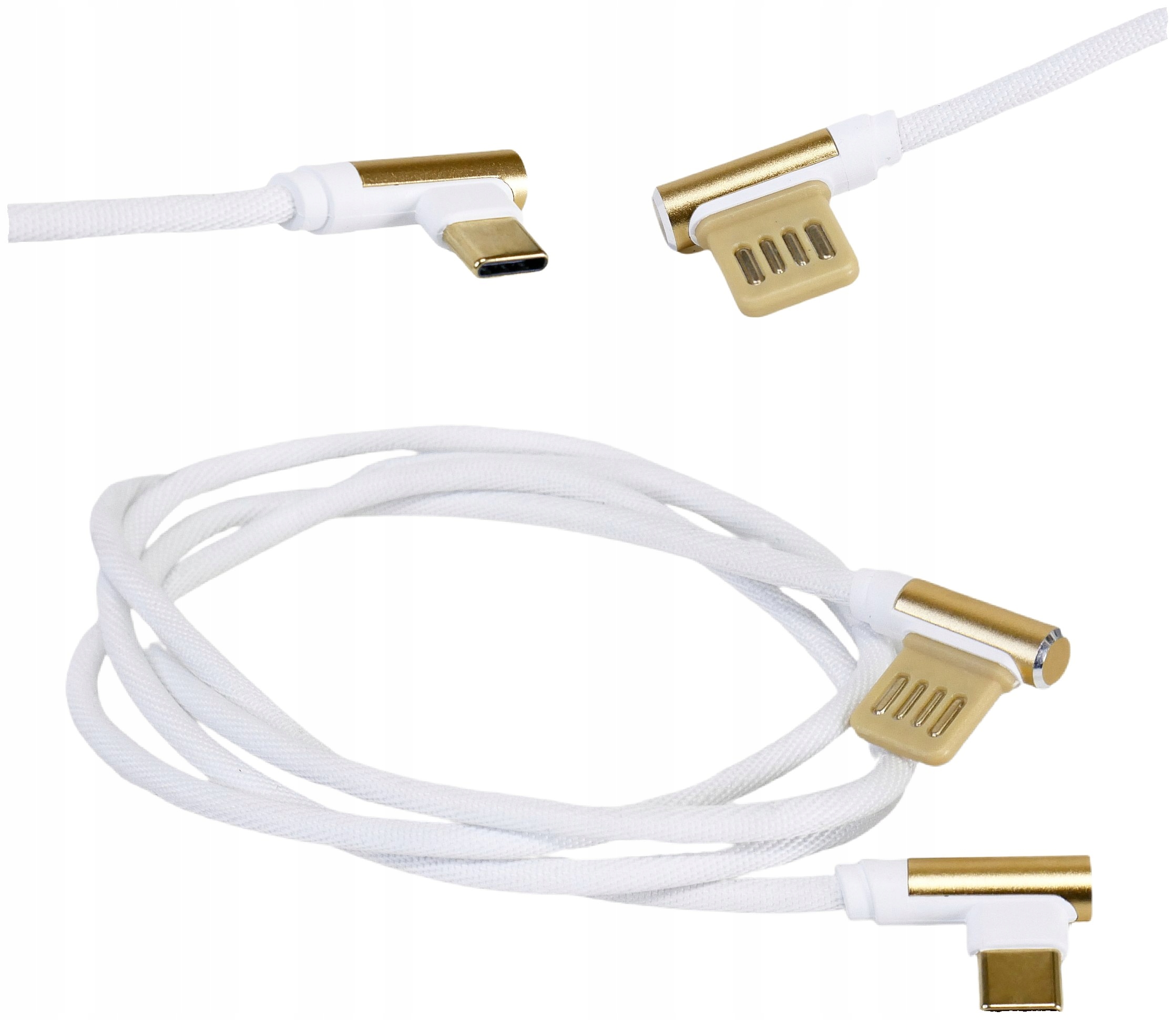 Kabel Usb Ładowarka Typ-c Typu C 1M Transmis boczny kątowy biały