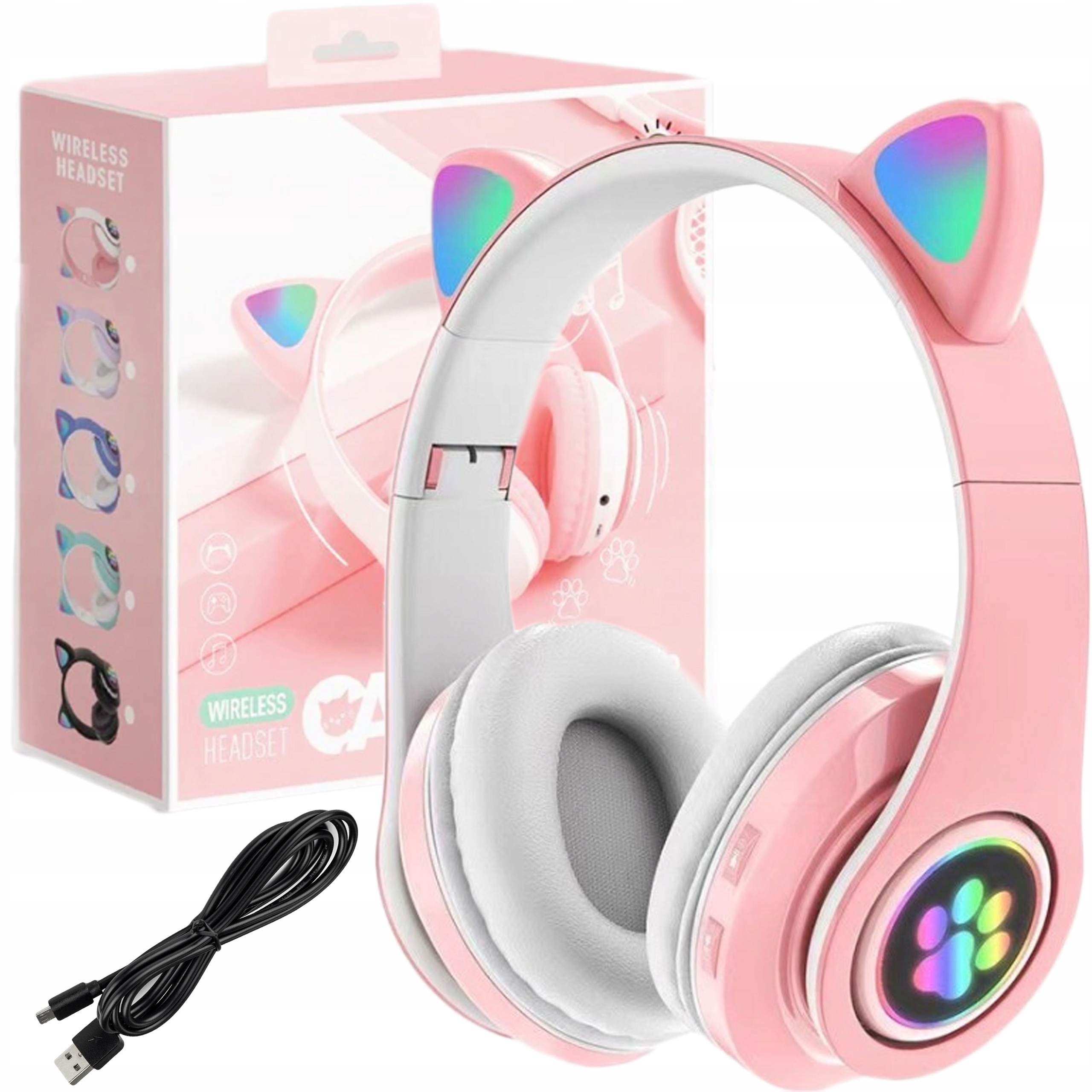 

Słuchawki Dla Dzieci Bluetooth Led Rgb Kocie Uszy