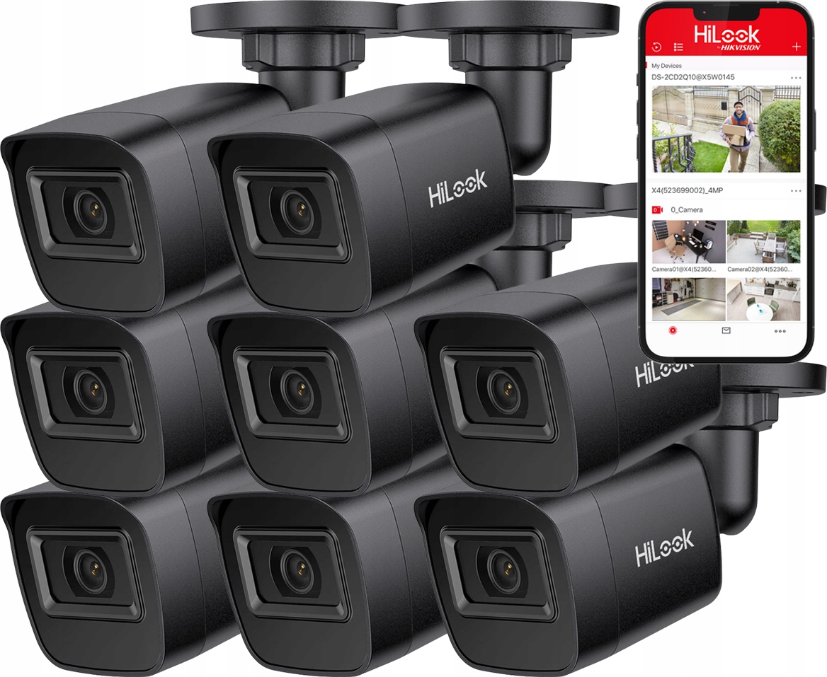 Sada 4MPx vonkajších kamier PoE 2K+ HiLook od spoločnosti Hikvision IPC-B141H-C Black