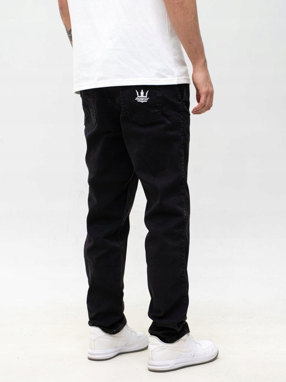 Klasické Džínové kalhoty Regular Pánské Sprané Černé Jigga Crown XL