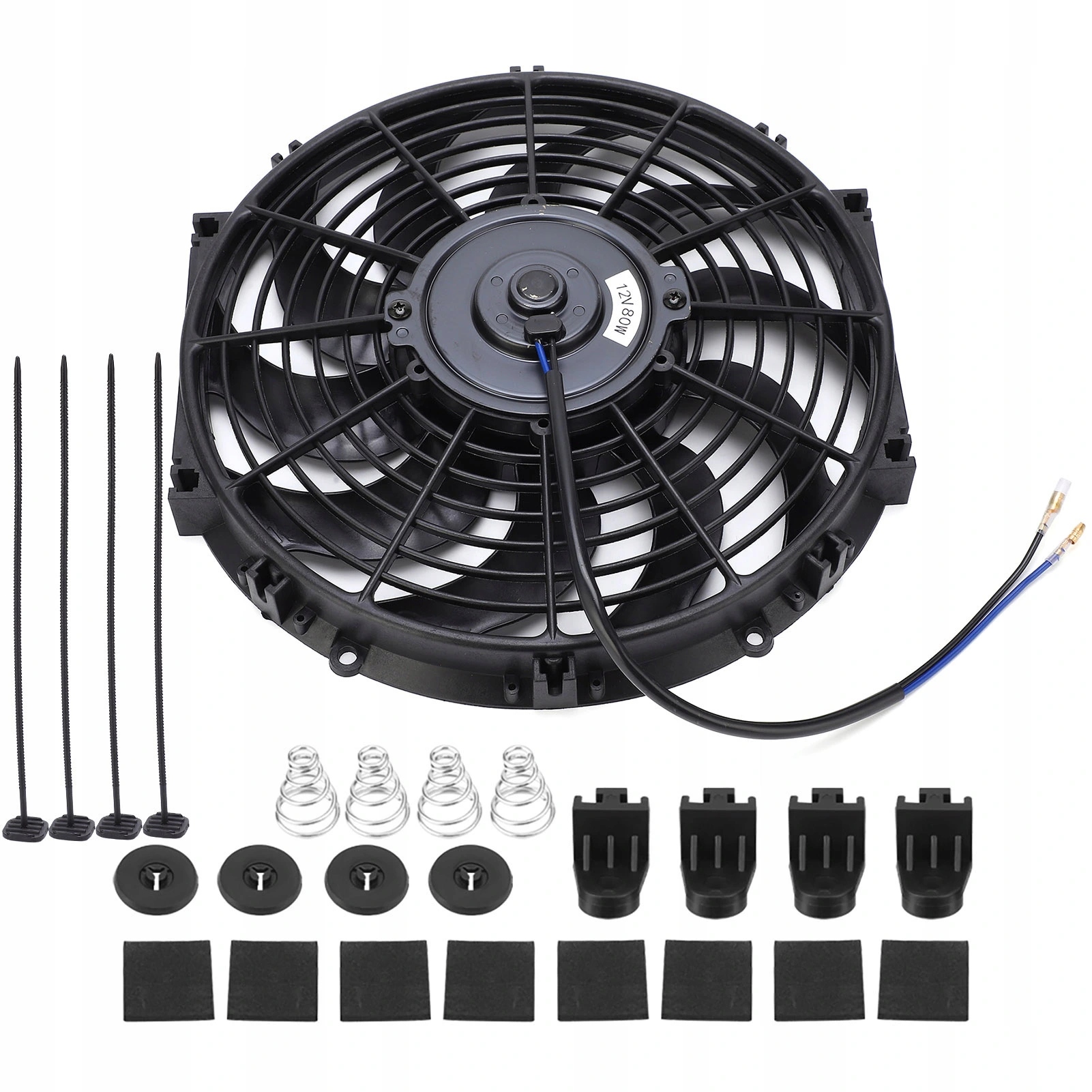 UNIVERZÁLNY VENTILÁTOR CHLADIČA 12V 80W ČIERNY