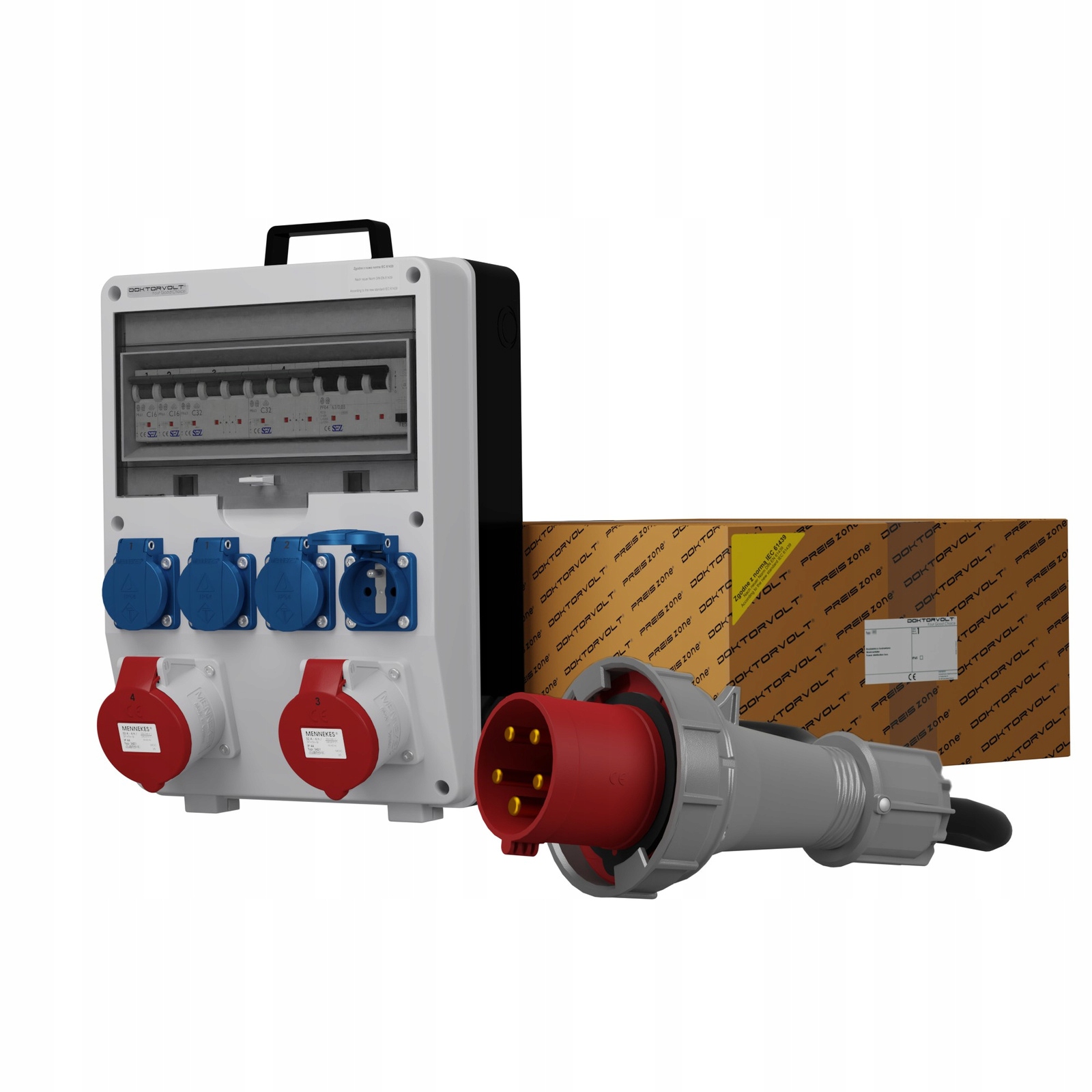 Stavební rozvaděč s kabelem a zástrčkou 63A Td-s/fi Skh 2x32A 4x230V