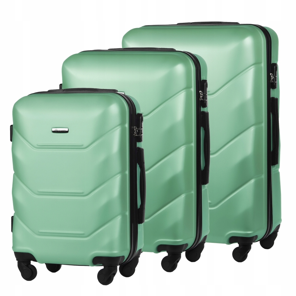 Set 3v1 Pevných Cestovních Kufrů Zavazadla Komplet Mátový A227 Abs