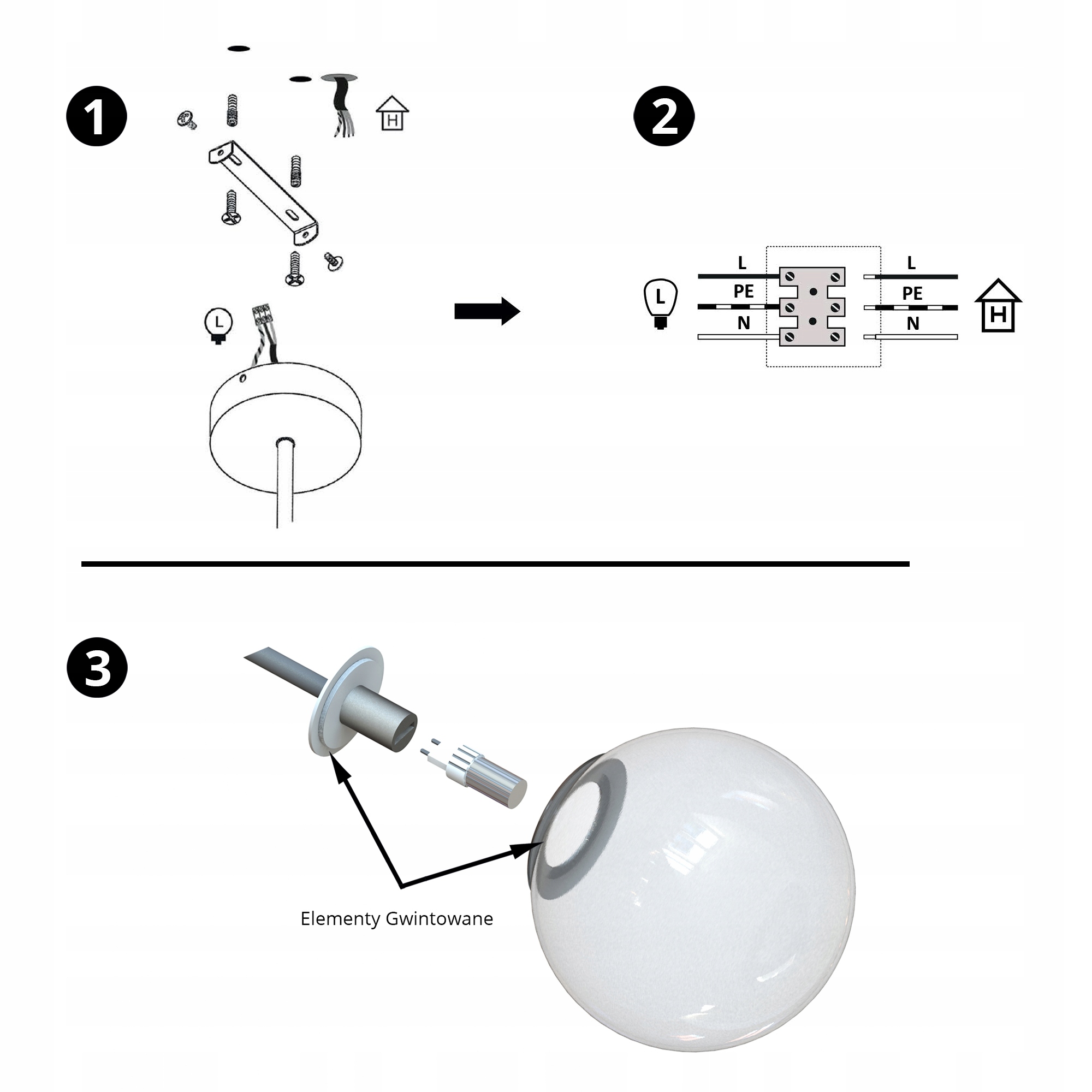 Lampa Wisząca Sufitowa Żyrandol Szklana Kula - EZ1 Texture LED G9 Kolekcja 511
