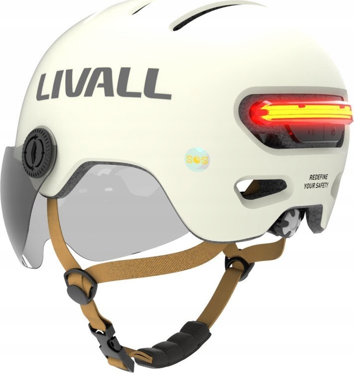 Livall Kask Miejski L23 z Szybką Czujnikiem Upadku Sos i Led (L23-M-WHT)