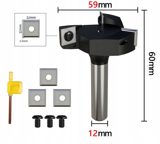 Fréza Na Plánování Ploch 59 MM Úchop 12 MM desek 3 destičky YG-6X