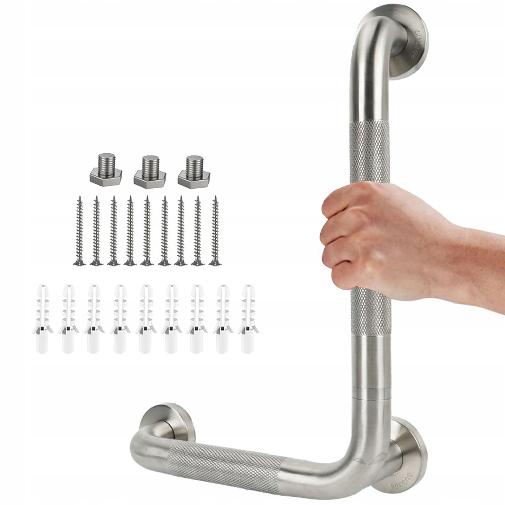 Uchwyt Kątowy Dla Niepełnosprawnych Seniorów Poręcz Prysznicowa Radełkowana