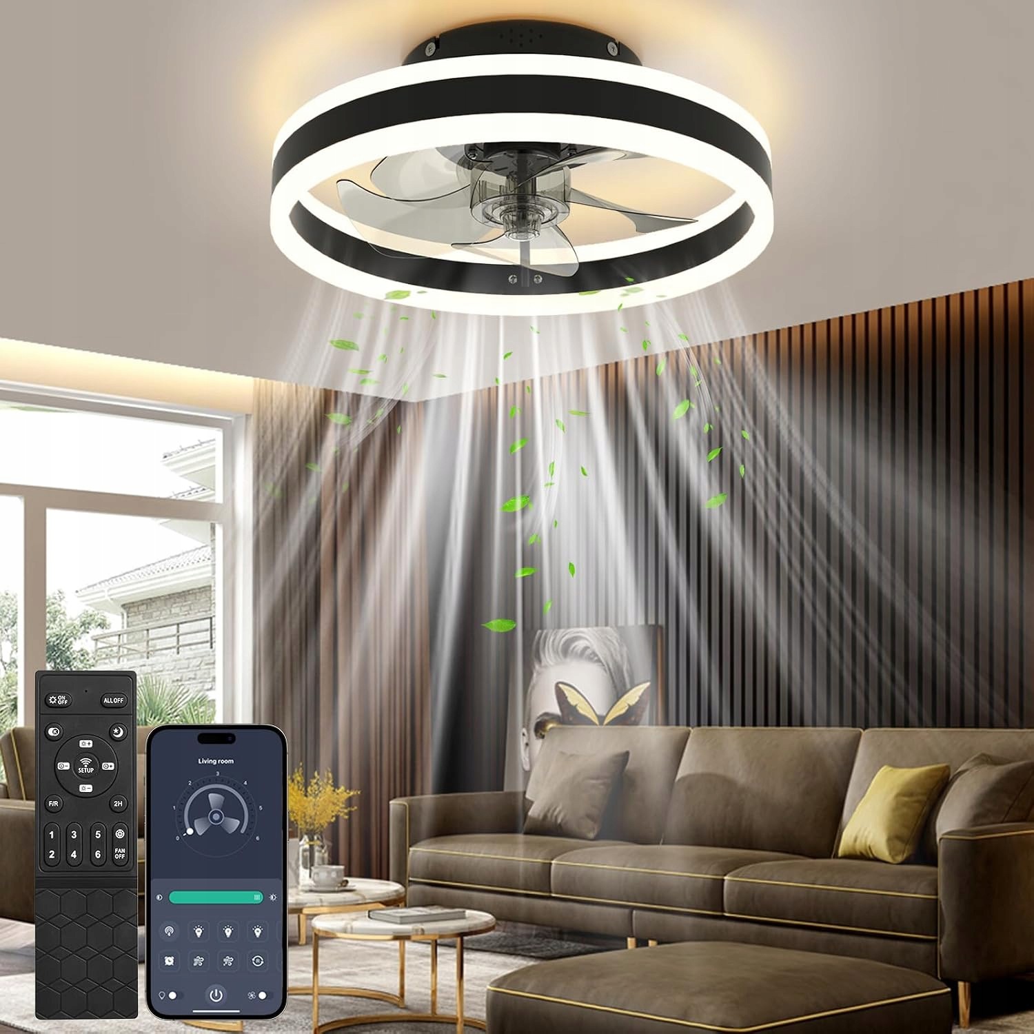 Stropní svítidlo Nalezuns s ventilátorem 40 cm
