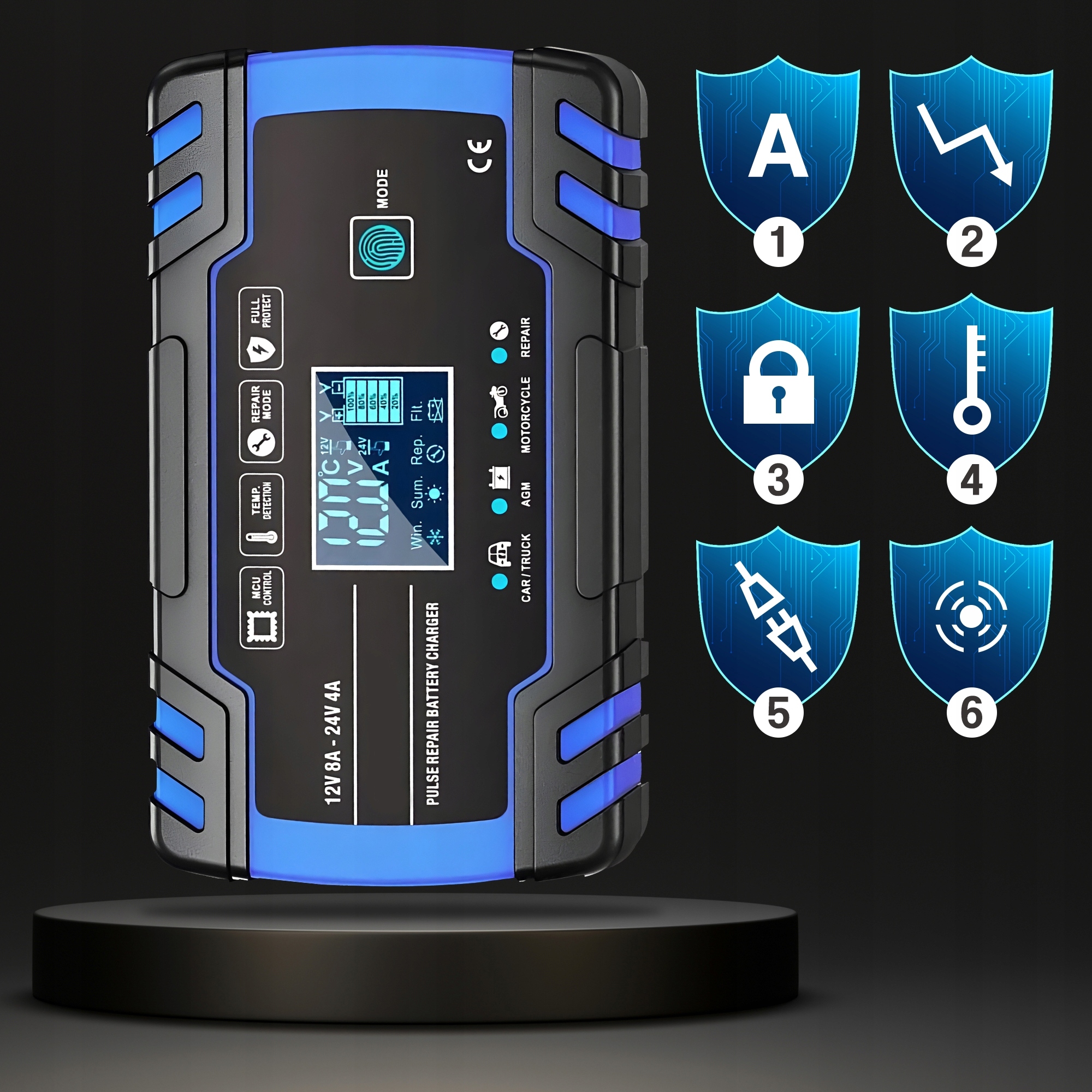 PROSTOWNIK AUTOMATYCZNY Z FUNKCJĄ NAPRAWY 12V 24V PROSTOWNIK DO AKUMLATORÓW Model 11162
