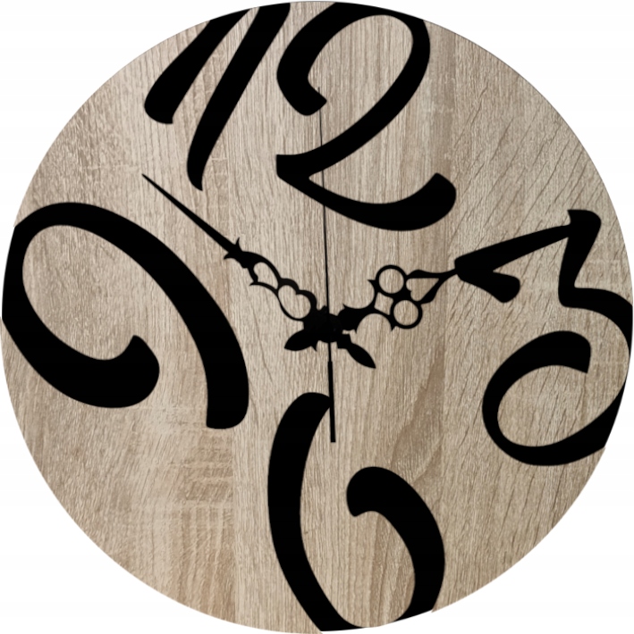 Dřevěné nástěnné hodiny Dub sonoma Bláznivé číslice 45 cm