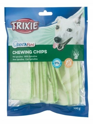 4 x Trixie Denta Fun Spirulina Chewing Chips pamlsek pro psy 100 g