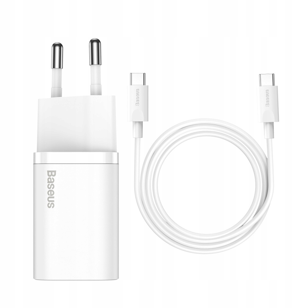 Baseus ładowarka sieciowa Si Pd 25W 1x Usb-c biała kabel Usb-c Us