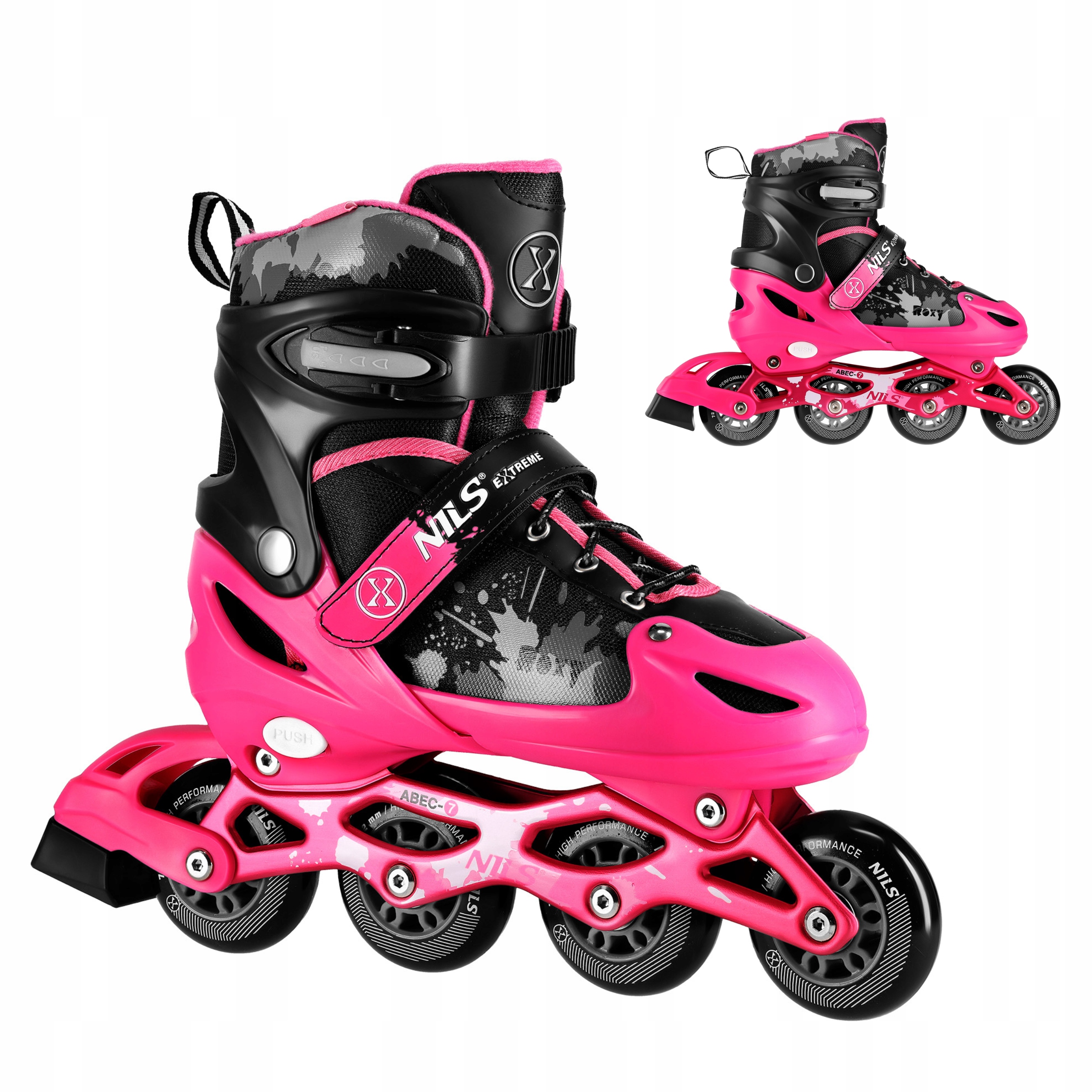 Kolečkové Brusle Nastavitelné Brusle 2v1 Růžové Kaučukové Kolečka 39-42 Nils